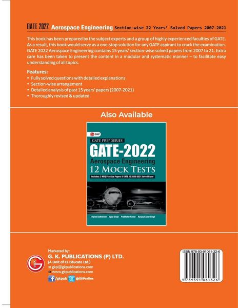 Produktbild: GATE 2022 - Aerospace Engineering - 15 Years Section-wise Solved Paper 2007-21 by Biplab Sadhukhan, Iqbal Singh, Prabhakar Kumar, Ranjay KR Singh