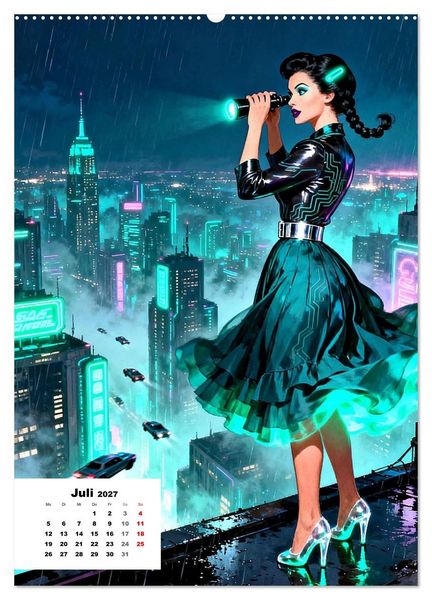 Produktbild: Neon-Girls (hochwertiger Premium Wandkalender 2027 DIN A2 hoch), Kunstdruck in Hochglanz