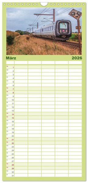 Produktbild: Familienplaner 2026 - D&auml;nische Eisenbahnen mit 5 Spalten (Wandkalender, 21 x 45 cm) CALVENDO