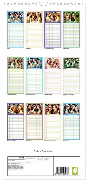 Produktbild: Familienplaner 2026 - Art Deco Freundinnen mit 5 Spalten (Wandkalender, 21 x 45 cm) CALVENDO