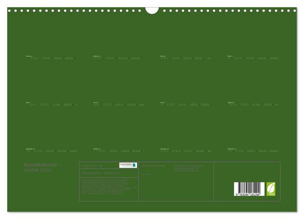 Produktbild: Bastelkalender - dunkel Gr&uuml;n (Wandkalender 2027 DIN A3 quer), CALVENDO Monatskalender