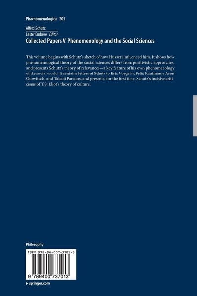 Produktbild: Collected Papers V. Phenomenology and the Social Sciences