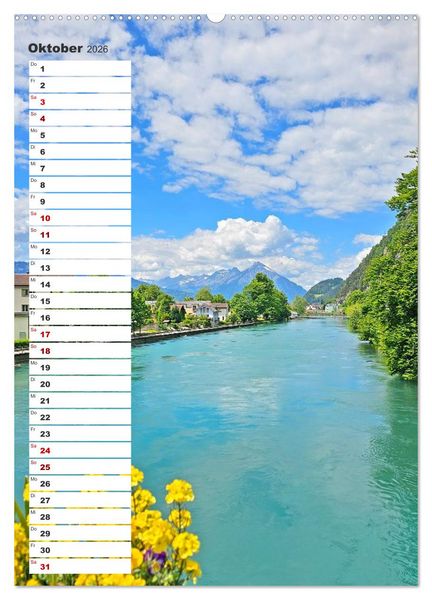Produktbild: Schweizer Ansichten - Berge, Fl&uuml;sse und Seen in der Schweiz (hochwertiger Premium Wandkalender 2026 DIN A2 hoch), Kunstdruck in Hochglanz