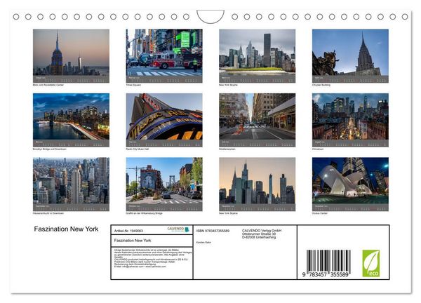 Produktbild: Faszination New York (Wandkalender 2026 DIN A4 quer), CALVENDO Monatskalender