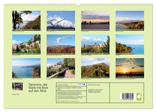 Produktbild: Taormina, die Stadt mit Blick auf den &Auml;tna (hochwertiger Premium Wandkalender 2026 DIN A2 quer), Kunstdruck in Hochglanz