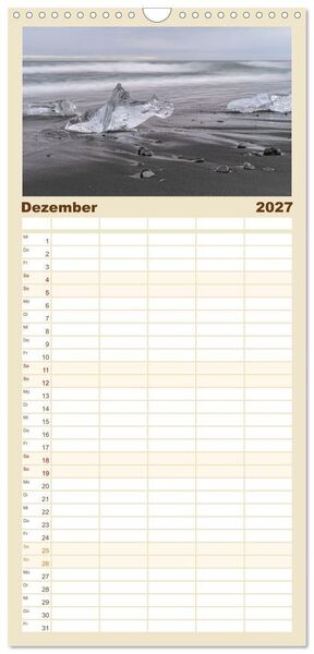Produktbild: Familienplaner 2027 - Naturwunder in Island mit 5 Spalten (Wandkalender, 21 x 45 cm) CALVENDO