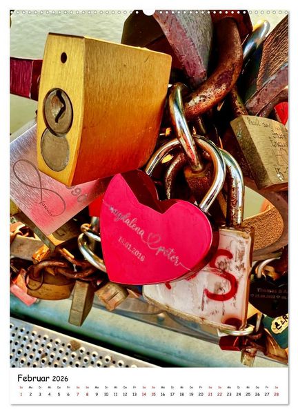 Produktbild: Unverg&auml;ngliche Liebe - Liebesschl&ouml;sser romantische Symbolik f&uuml;r die ewige Liebe (hochwertiger Premium Wandkalender 2026 DIN A2 hoch), Kunstdruck in Hochglanz