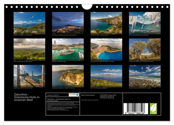 Produktbild: Zakynthos - Griechische Idylle im Ionischen Meer (Wandkalender 2026 DIN A4 quer), CALVENDO Monatskalender