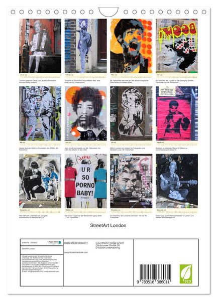Produktbild: StreetArt London (Wandkalender 2026 DIN A4 hoch), CALVENDO Monatskalender