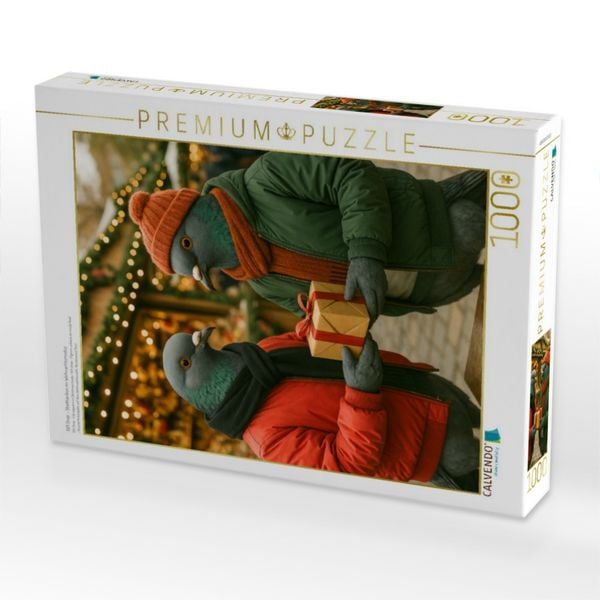 Produktbild: CALVENDO Puzzle Gift Drop - Stadttauben im Weihnachtsmodus | 1000 Teile Lege-Gr&ouml;&szlig;e 64x48cm Foto-Puzzle f&uuml;r gl&uuml;ckliche Stunden
