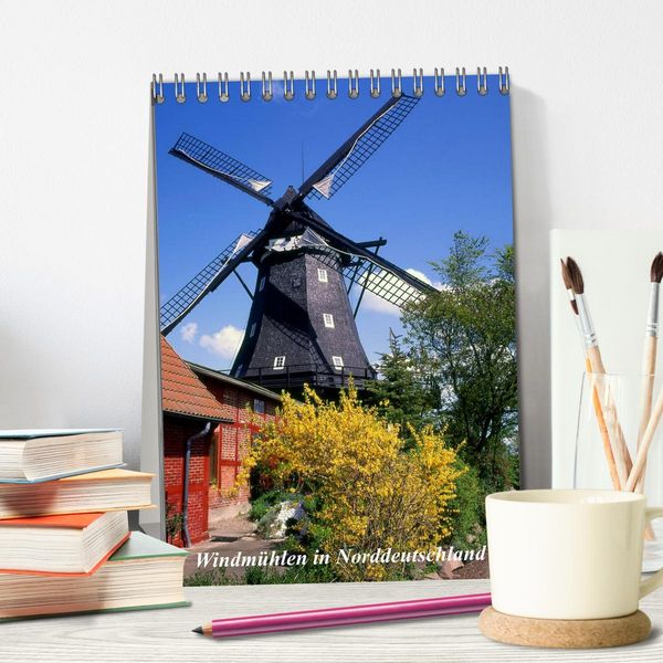 Produktbild: Windm&uuml;hlen in Norddeutschland (Tischkalender 2026 DIN A5 hoch), CALVENDO Monatskalender