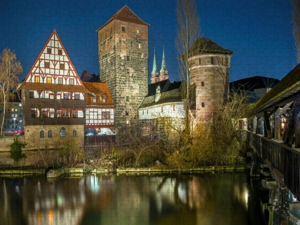 Produktbild: CALVENDO Puzzle N&uuml;rnbergs Altstadt bei Nacht | 1000 Teile Lege-Gr&ouml;&szlig;e 64x48cm Foto-Puzzle f&uuml;r gl&uuml;ckliche Stunden