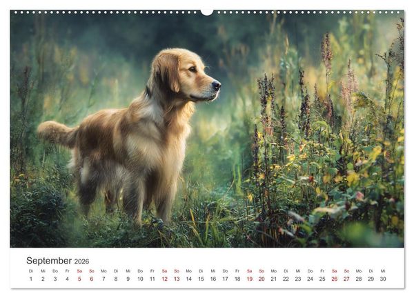 Produktbild: Herz aus Gold - Retriever zum Verlieben (hochwertiger Premium Wandkalender 2026 DIN A2 quer), Kunstdruck in Hochglanz