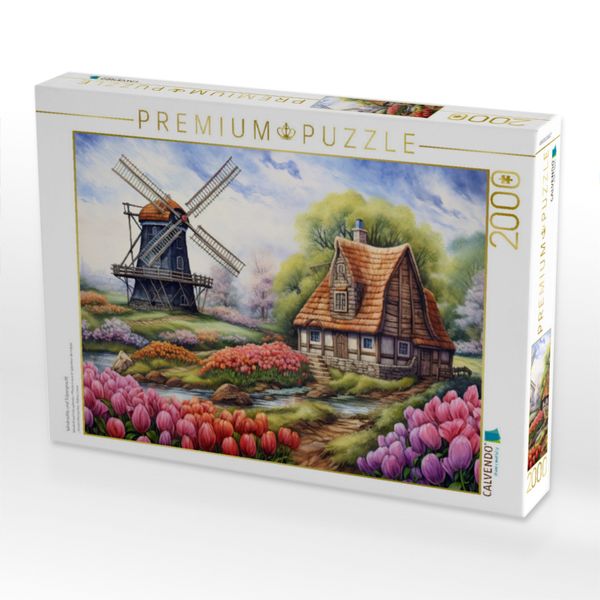 Produktbild: CALVENDO Puzzle Windm&uuml;hle und Tulpenpracht | 2000 Teile Lege-Gr&ouml;&szlig;e 90x67cm Foto-Puzzle f&uuml;r gl&uuml;ckliche Stunden