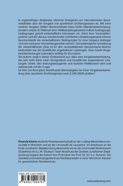 Produktbild: Innerverbandliche Korruption bei der Vergabe von sportlichen Gro&szlig;veranstaltungen und deren Strafbarkeit nach &sect; 299 StGB