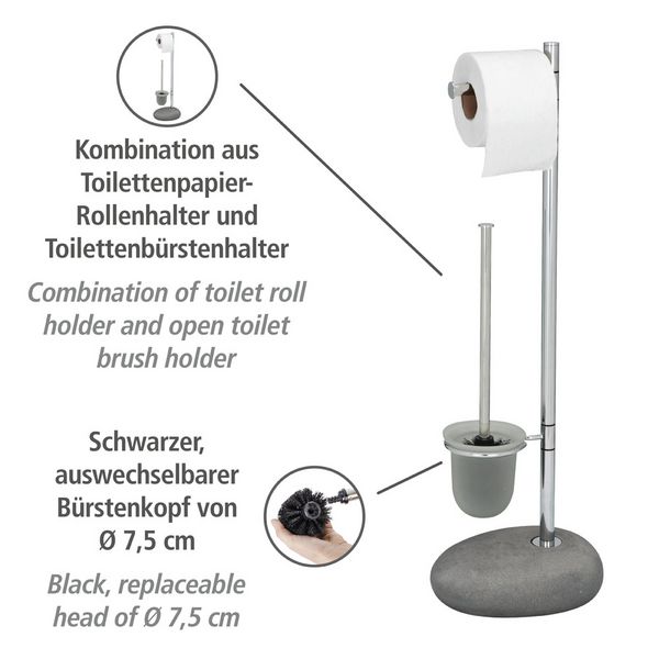 Produktbild: Stand WC-Garnitur Mod. Pebble Stone Grey, aus Polyresin