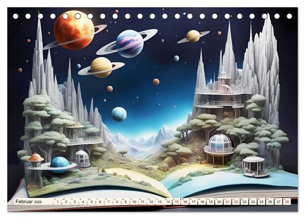 Produktbild: Fantasy-B&uuml;cher Sch&ouml;nheit des Universums (Tischkalender 2026 DIN A5 quer), CALVENDO Monatskalender