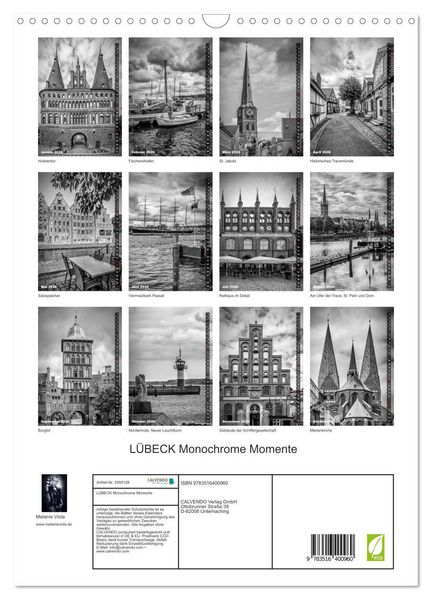Produktbild: L&Uuml;BECK Monochrome Momente (Wandkalender 2026 DIN A3 hoch), CALVENDO Monatskalender