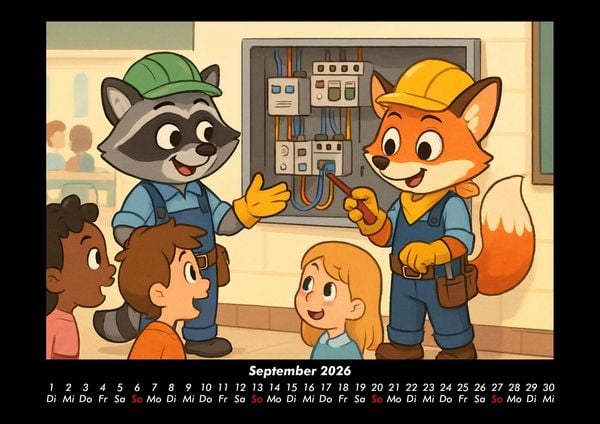 Produktbild: Rocco & Finn - Auf dem Weg zum Elektriker 2026 Fotokalender DIN A3