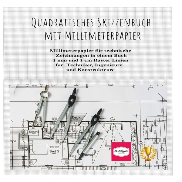 Produktbild: Quadratisches Skizzenbuch mit Millimeterpapier