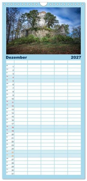 Produktbild: Familienplaner 2027 - Romantische Ruinen mit 5 Spalten (Wandkalender, 21 x 45 cm) CALVENDO