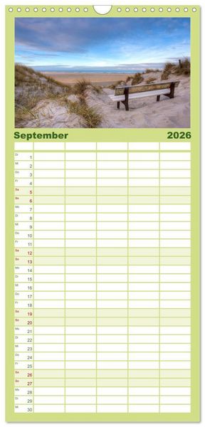 Produktbild: Familienplaner 2026 - Amrum - Eine farbenfrohe Insellandschaft mit 5 Spalten (Wandkalender, 21 x 45 cm) CALVENDO