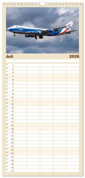 Produktbild: Familienplaner 2026 - Boeing 747 Kalender mit 5 Spalten (Wandkalender, 21 x 45 cm) CALVENDO