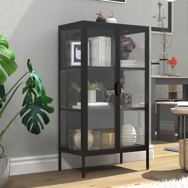 Produktbild: Stahl Glas Standvitrine Vitrine Schaukasten FlokaM