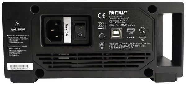 Produktbild: VOLTCRAFT DSP-3005 Labornetzger&auml;t, einstellbar 0 - 30 0 - 5 A 150 W USB 2.0 Stecker A fernsteuerbar Anzahl Ausg&auml;nge 1 x