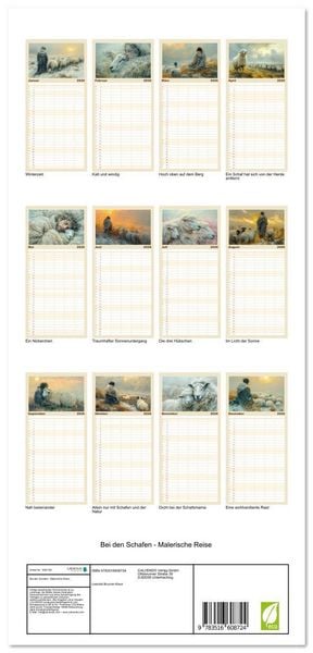 Produktbild: Familienplaner 2026 - Bei den Schafen - Malerische Reise mit 5 Spalten (Wandkalender, 21 x 45 cm) CALVENDO