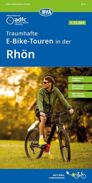 Produktbild: BVA ADFC Regionalkarte Traumhafte E-Bike-Touren in der Rh&ouml;n 1:75.000