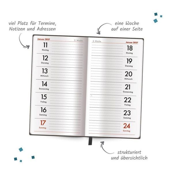 Produktbild: TR&Ouml;TSCH - Taschenterminer Soft Touch Anthrazit 2027