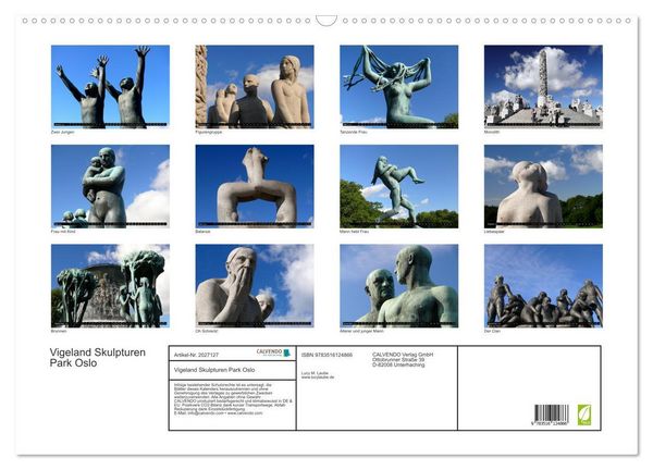 Produktbild: Vigeland Skulpturen Park Oslo (Wandkalender 2026 DIN A2 quer), CALVENDO Monatskalender