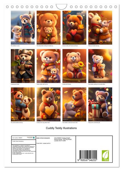 Produktbild: Cuddly Teddy Illustrations (Wall Calendar 2026 DIN A4 portrait), CALVENDO 12 Month Wall Calendar