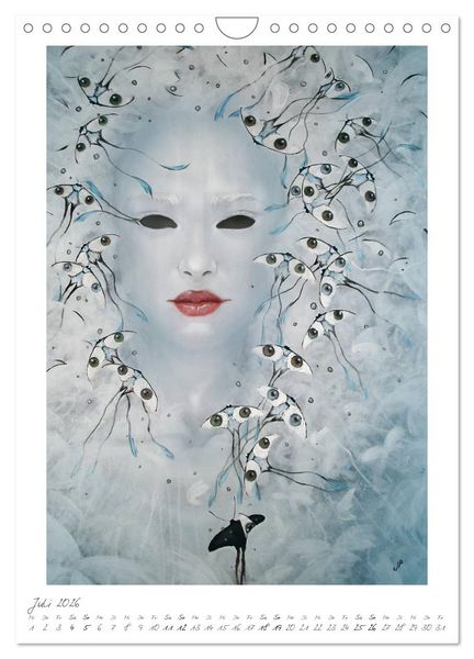 Produktbild: Colourful Women - Fantasy-Frauenportraits in Acryl und Mischtechnik (Wandkalender 2026 DIN A4 hoch), CALVENDO Monatskalender