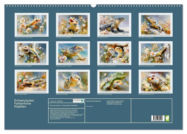 Produktbild: Echsenzauber. Farbenfrohe Reptilien (Wandkalender 2027 DIN A2 quer), CALVENDO Monatskalender
