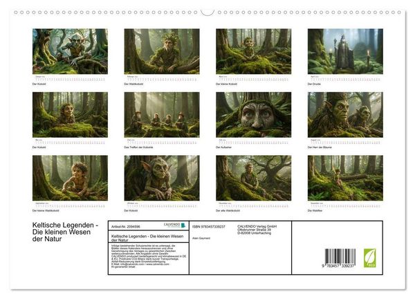 Produktbild: Keltische Legenden - Die kleinen Wesen der Natur (hochwertiger Premium Wandkalender 2026 DIN A2 quer), Kunstdruck in Hochglanz