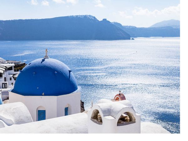 Produktbild: CALVENDO Puzzle Oia - Kirche und Krater auf Santorin | 1000 Teile Lege-Gr&ouml;&szlig;e 64x48cm Foto-Puzzle f&uuml;r gl&uuml;ckliche Stunden