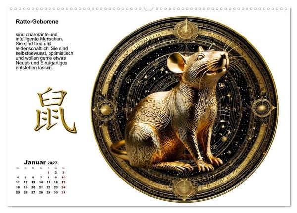 Produktbild: Chinesische Sternzeichen (hochwertiger Premium Wandkalender 2027 DIN A2 quer), Kunstdruck in Hochglanz