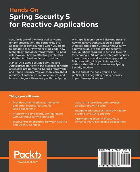 Produktbild: Hands-On Spring Security 5 for Reactive Applications