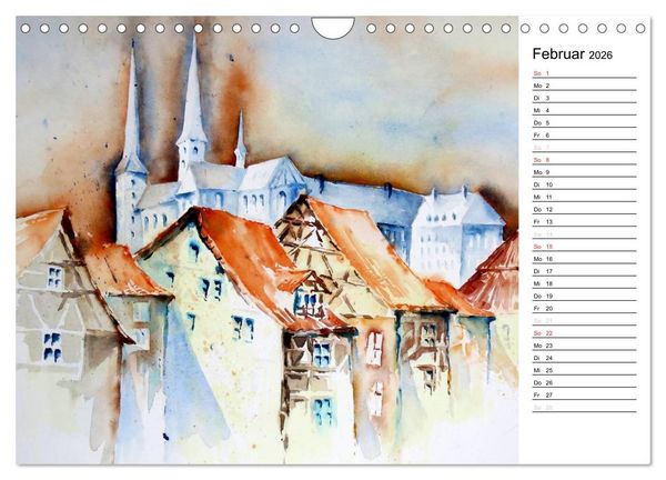 Produktbild: Aquarelle - quer durch Europa (Wandkalender 2026 DIN A4 quer), CALVENDO Monatskalender