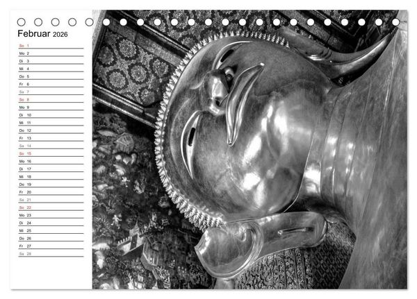 Produktbild: Bangkok Impressionen in Schwarz Wei&szlig; (Tischkalender 2026 DIN A5 quer), CALVENDO Monatskalender