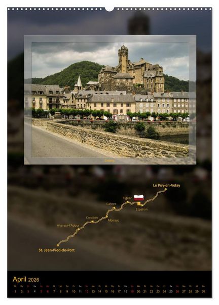 Produktbild: Jakobsweg Via Podiensis (Wandkalender 2026 DIN A2 hoch), CALVENDO Monatskalender