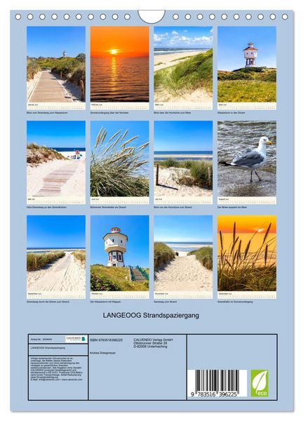 Produktbild: LANGEOOG Strandspaziergang (Wandkalender 2026 DIN A4 hoch), CALVENDO Monatskalender