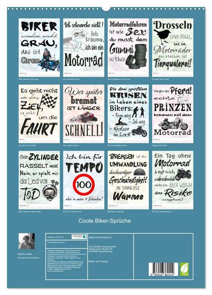 Produktbild: Coole Biker-Spr&uuml;che (hochwertiger Premium Wandkalender 2026 DIN A2 hoch), Kunstdruck in Hochglanz