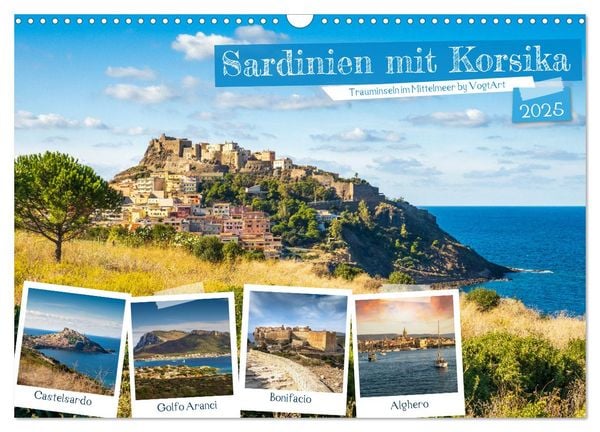 Sardinien mit Korsika (Wandkalender 2025 DIN A3 quer), CALVENDO Monatskalender