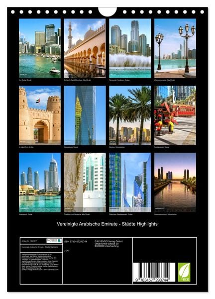Produktbild: Vereinigte Arabische Emirate - St&auml;dte Highlights (Wandkalender 2026 DIN A4 hoch), CALVENDO Monatskalender