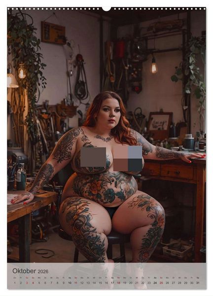 Produktbild: Verf&uuml;hrerische Momente - Kurven und Tattoos (hochwertiger Premium Wandkalender 2026 DIN A2 hoch), Kunstdruck in Hochglanz