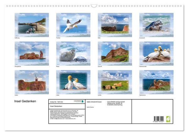 Produktbild: Insel Gedanken (Wandkalender 2026 DIN A2 quer), CALVENDO Monatskalender