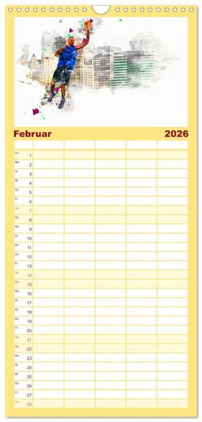 Produktbild: Familienplaner 2026 - Basketball Art mit 5 Spalten (Wandkalender, 21 x 45 cm) CALVENDO